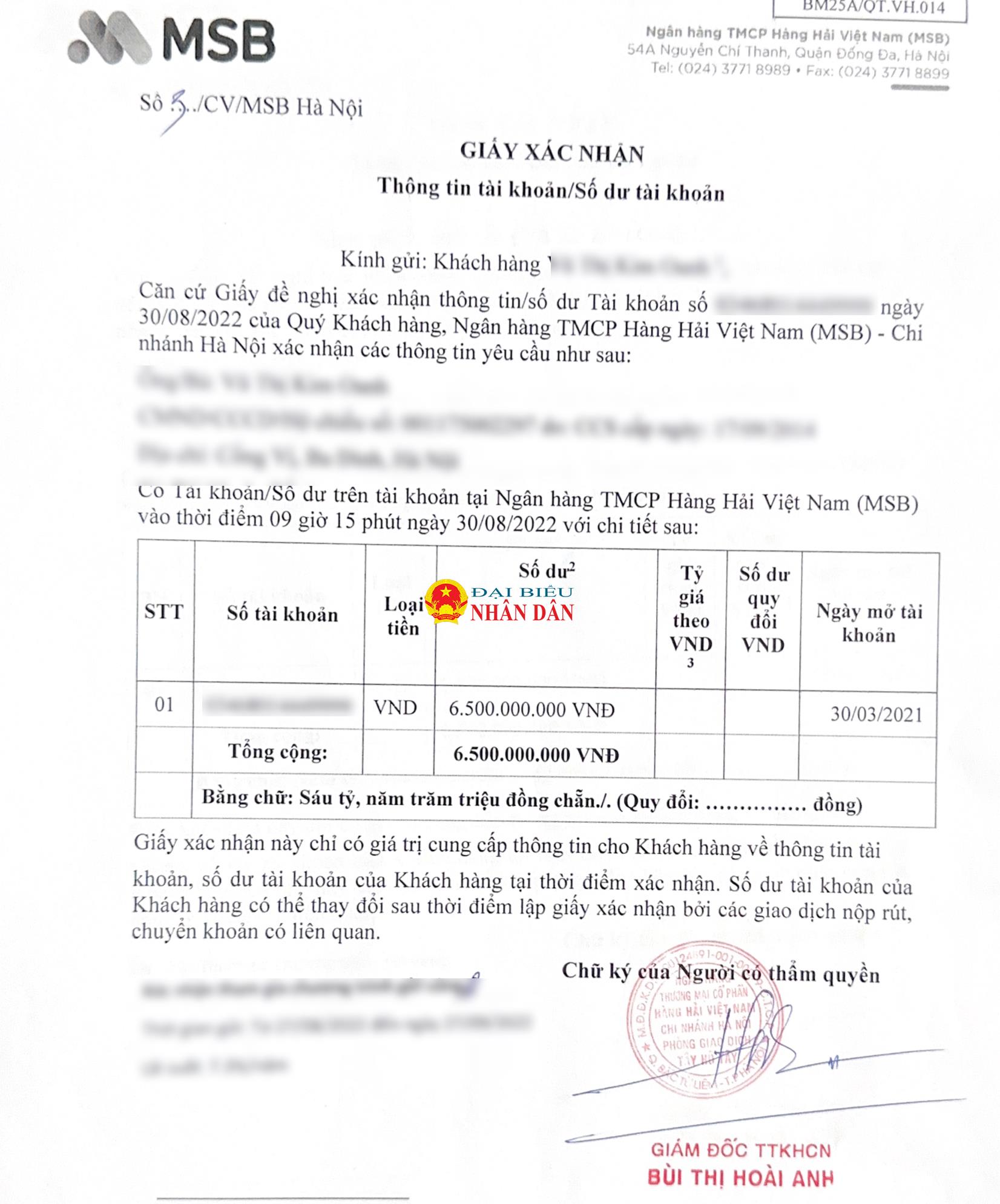 Thêm khách hàng gửi hơn 27 tỷ đồng tại Ngân hàng MSB bất ngờ phát hiện tài khoản chỉ còn hơn 46 nghìn đồng