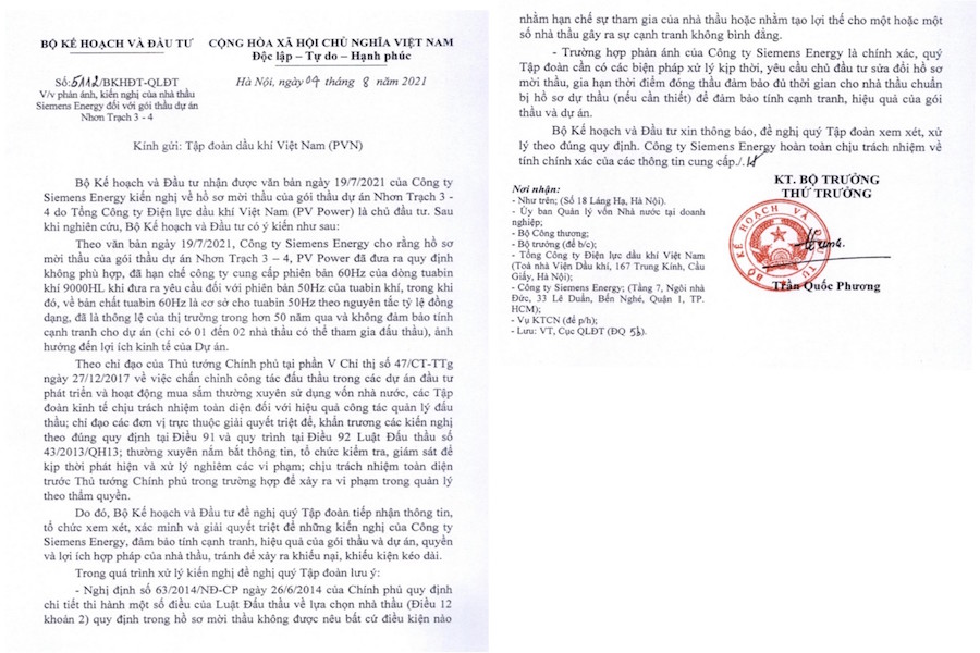 Bộ Kế hoạch và Đầu tư, Bộ Công thương vào cuộc vụ “lùm xùm” về đấu thầu tại dự án Nhơn Trạch 3-4