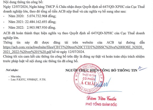 Chuyển động thị trường tài chính ngày 15/7: ACB tiếp tục bị xử phạt, truy thu về thuế hơn 30 tỷ đồng 