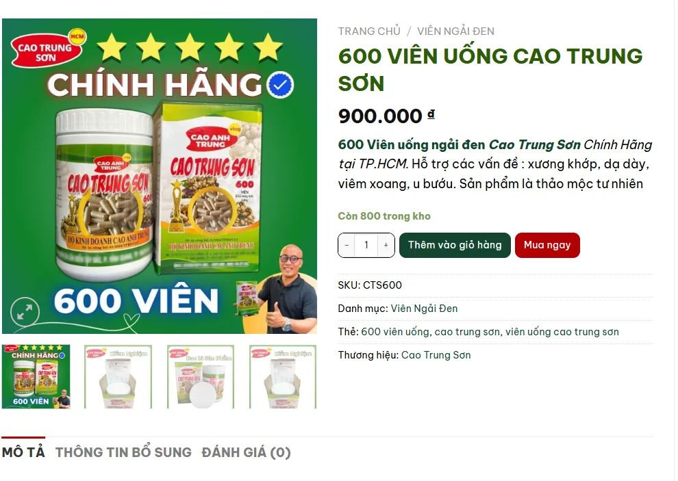 Viên uống Cao Trung Sơn quảng cáo như “thần dược”, luật sư nói gì?